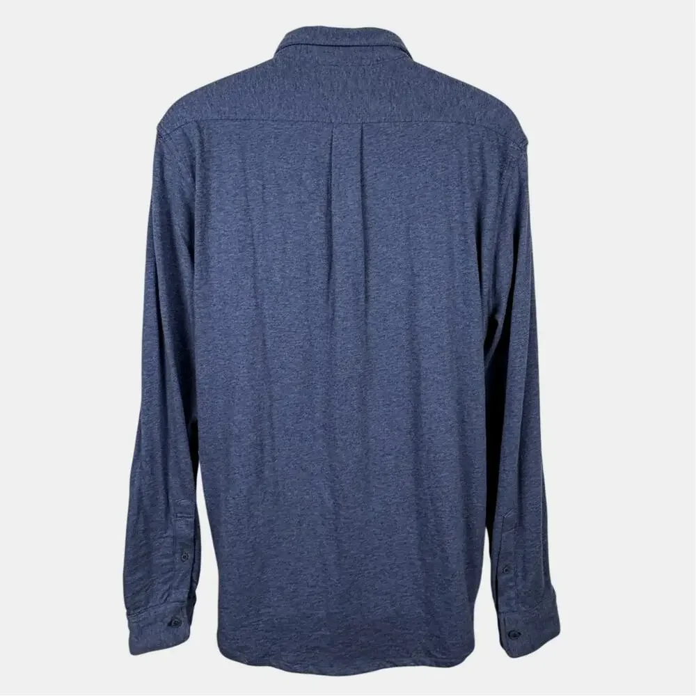 J.Crew Knit Goods Soft Slub Cotton Button Up Flap Pocket Shirt Item BD830 Blue L